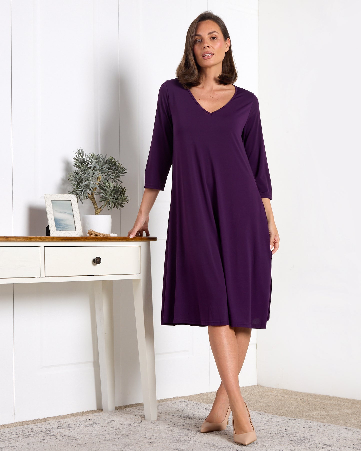 Christobel Sleeved Dress - Purple