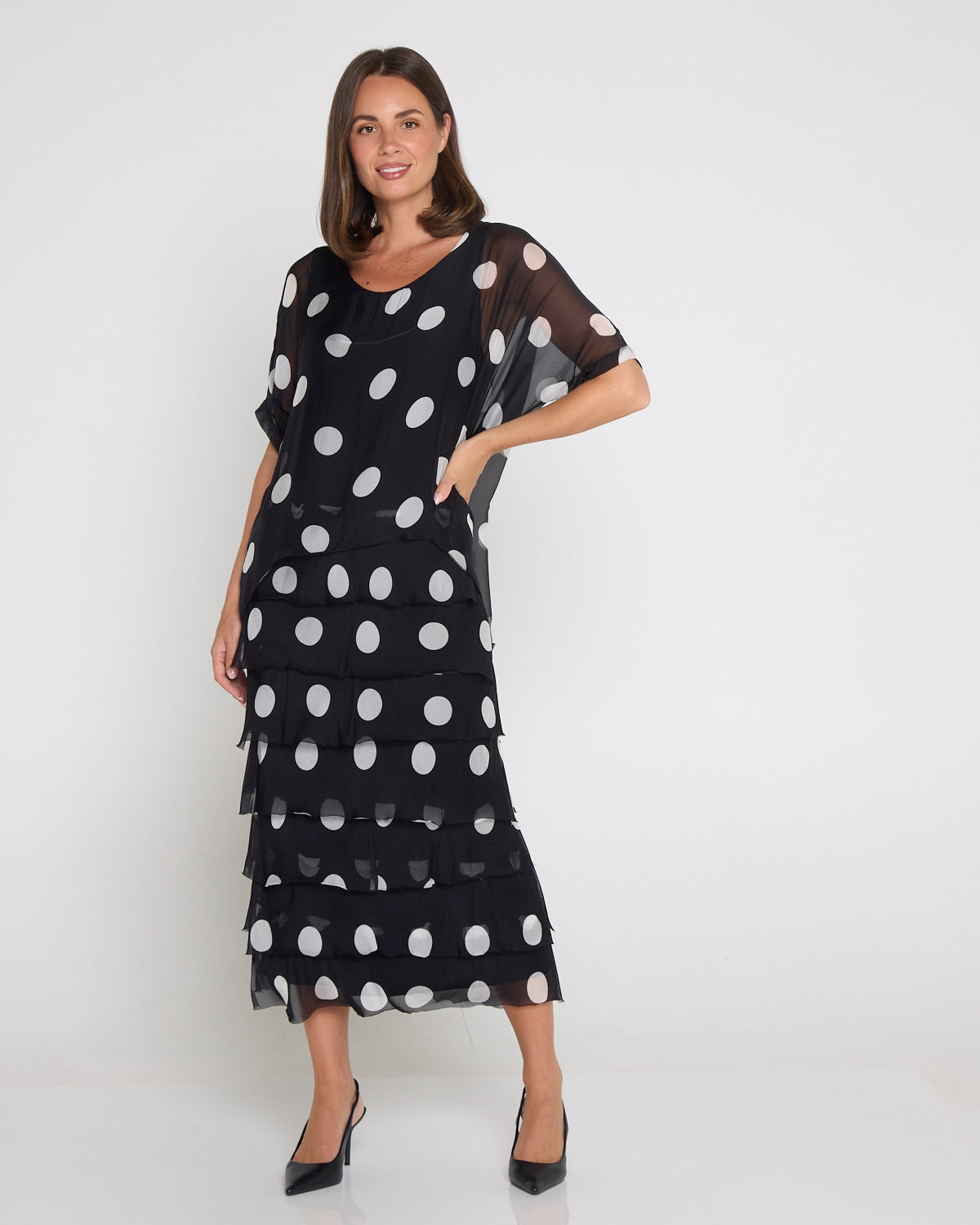 Margo Silk Dress - Black/Polka Dot