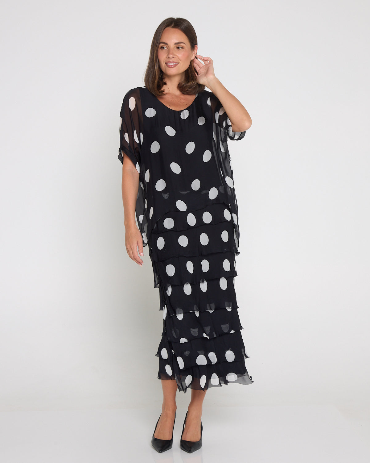 Margo Silk Dress - Black/Polka Dot