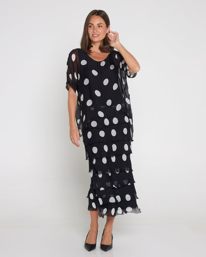 Margo Silk Dress - Black/Polka Dot
