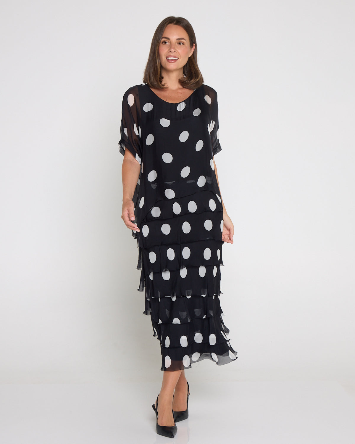 Margo Silk Dress - Black/Polka Dot