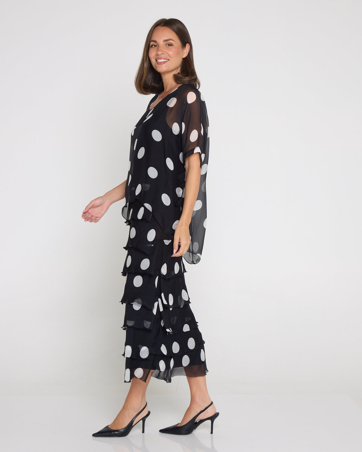 Margo Silk Dress - Black/Polka Dot