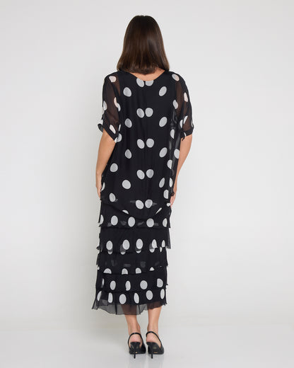 Margo Silk Dress - Black/Polka Dot