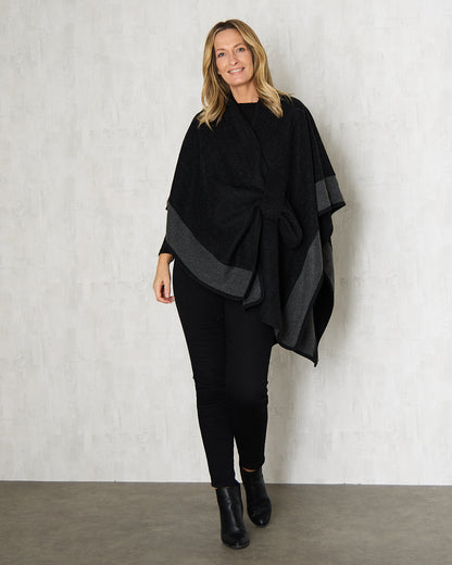 Ingliston Poncho - Black/Charcoal