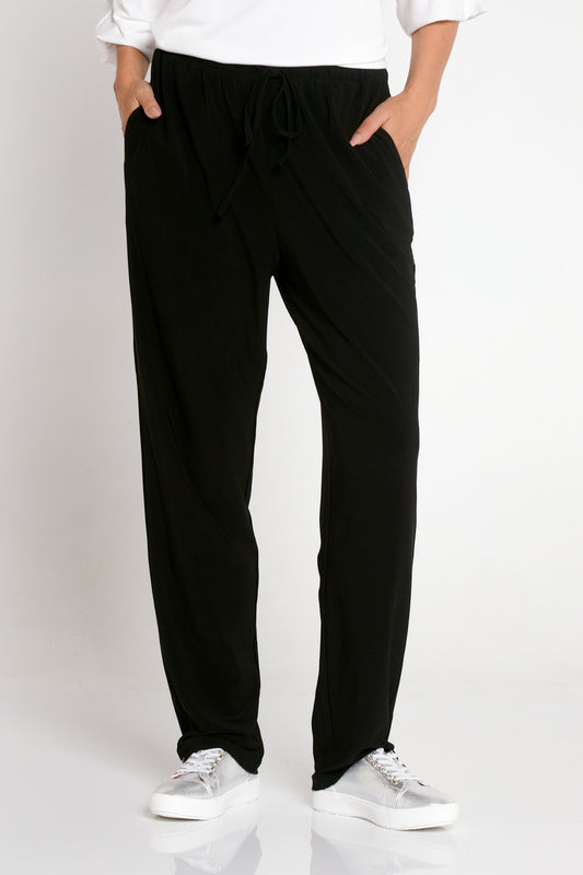 Luxe Drawstring Jersey Pants - Black