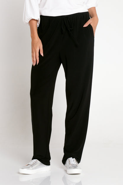Luxe Drawstring Jersey Pants - Black