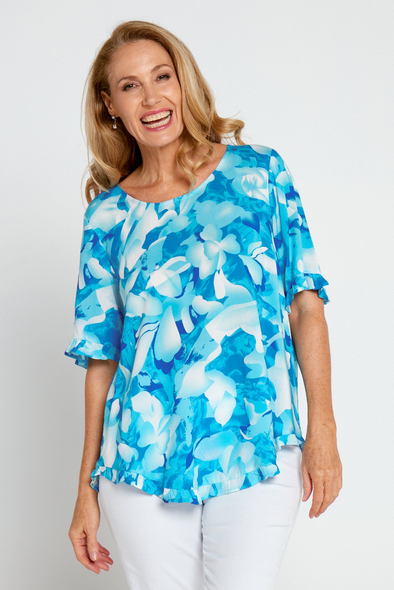 Blossom Top - Azure Print – TULIO Fashion