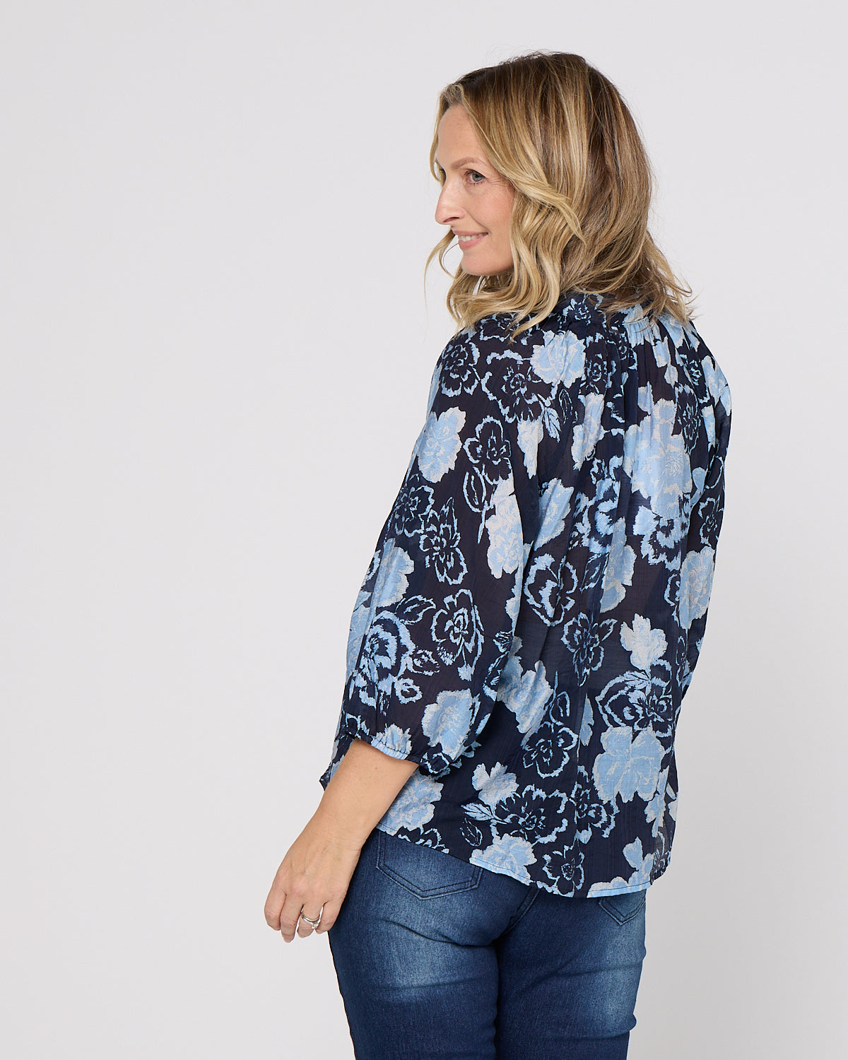 Elina Blouse - Navy Floral