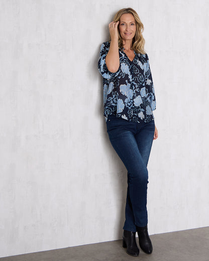 Elina Blouse - Navy Floral