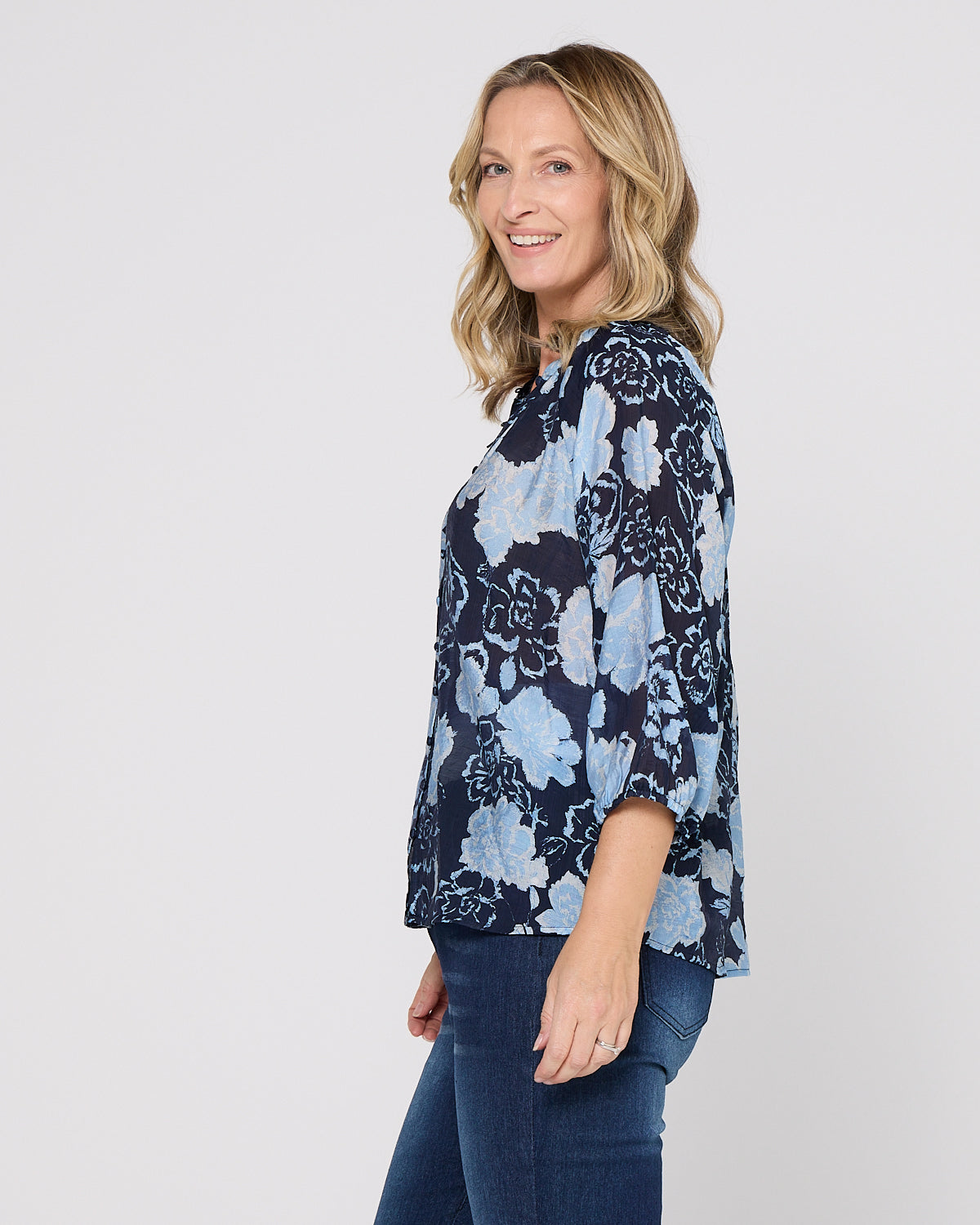 Elina Blouse - Navy Floral