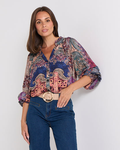 Textured Round Buckle Belt - Nude/Gold