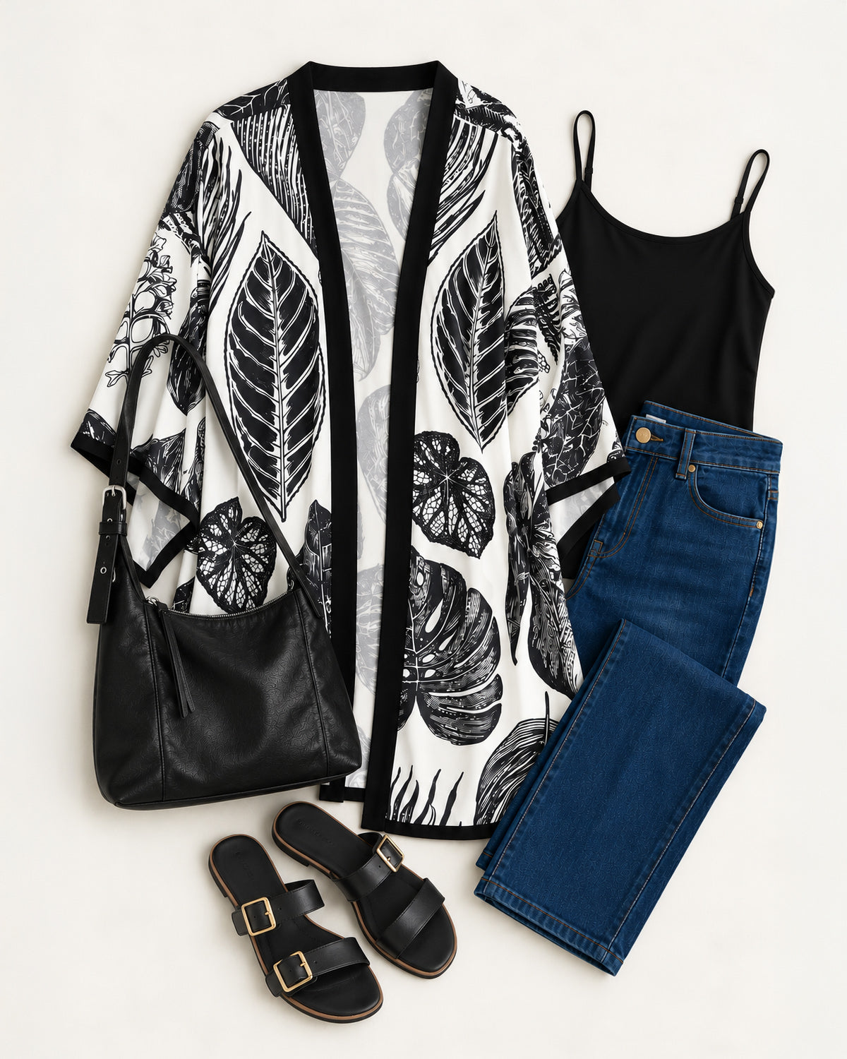 Banbury Kimono Jacket - Beige & Black