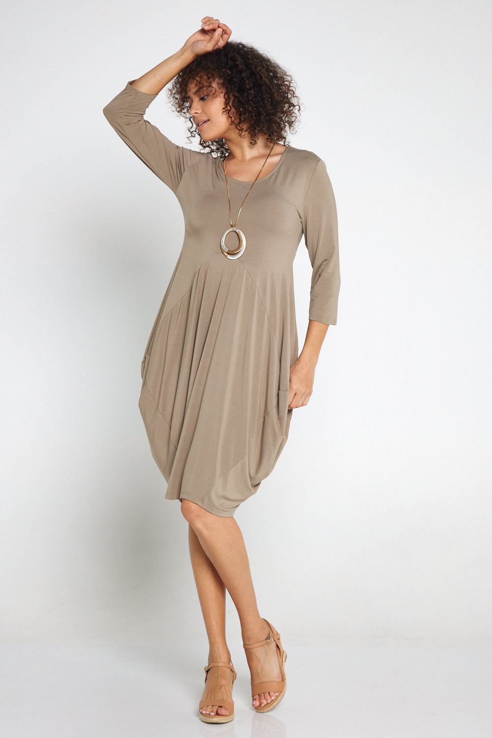 Sarika Butter Soft Bounce Dress - Beige