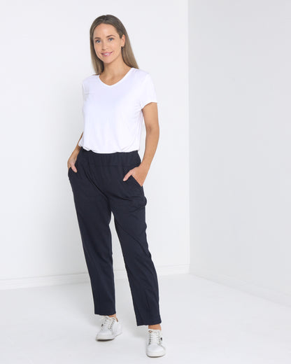 Travel Ease Tuck Pants - Navy