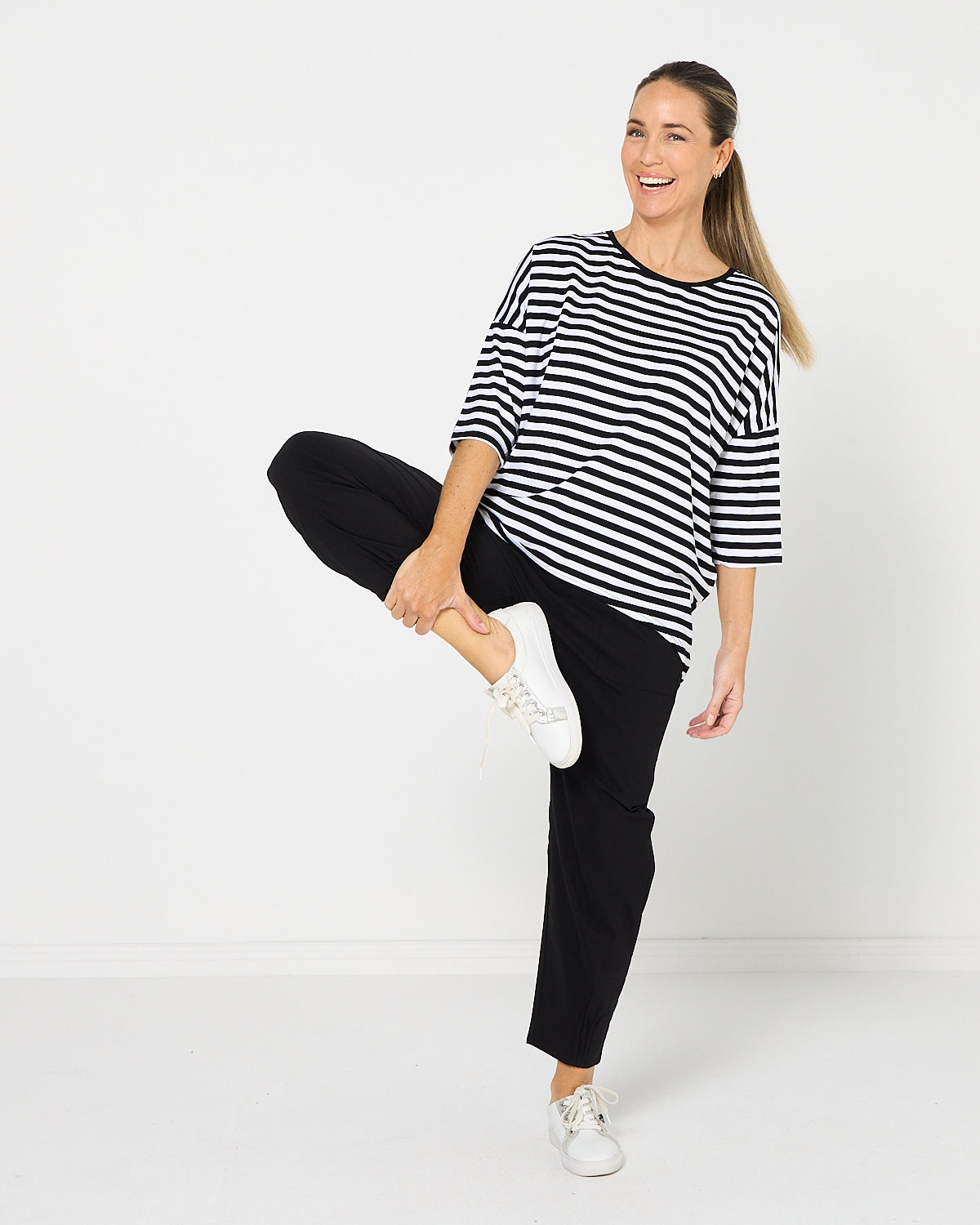 Montmartre Bamboo Top - Black White Stripe