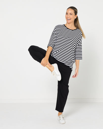 Montmartre Bamboo Top - Black White Stripe