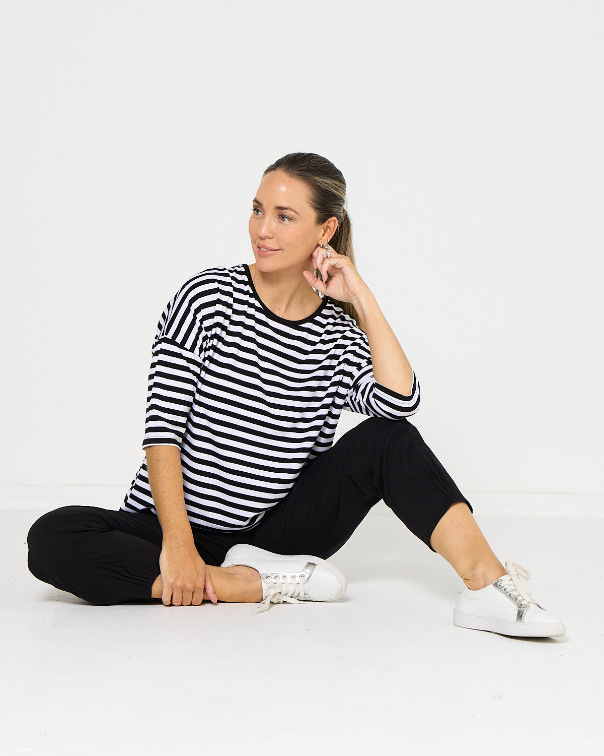 Montmartre Bamboo Top - Black White Stripe