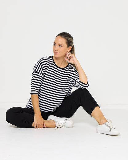 Montmartre Bamboo Top - Black White Stripe