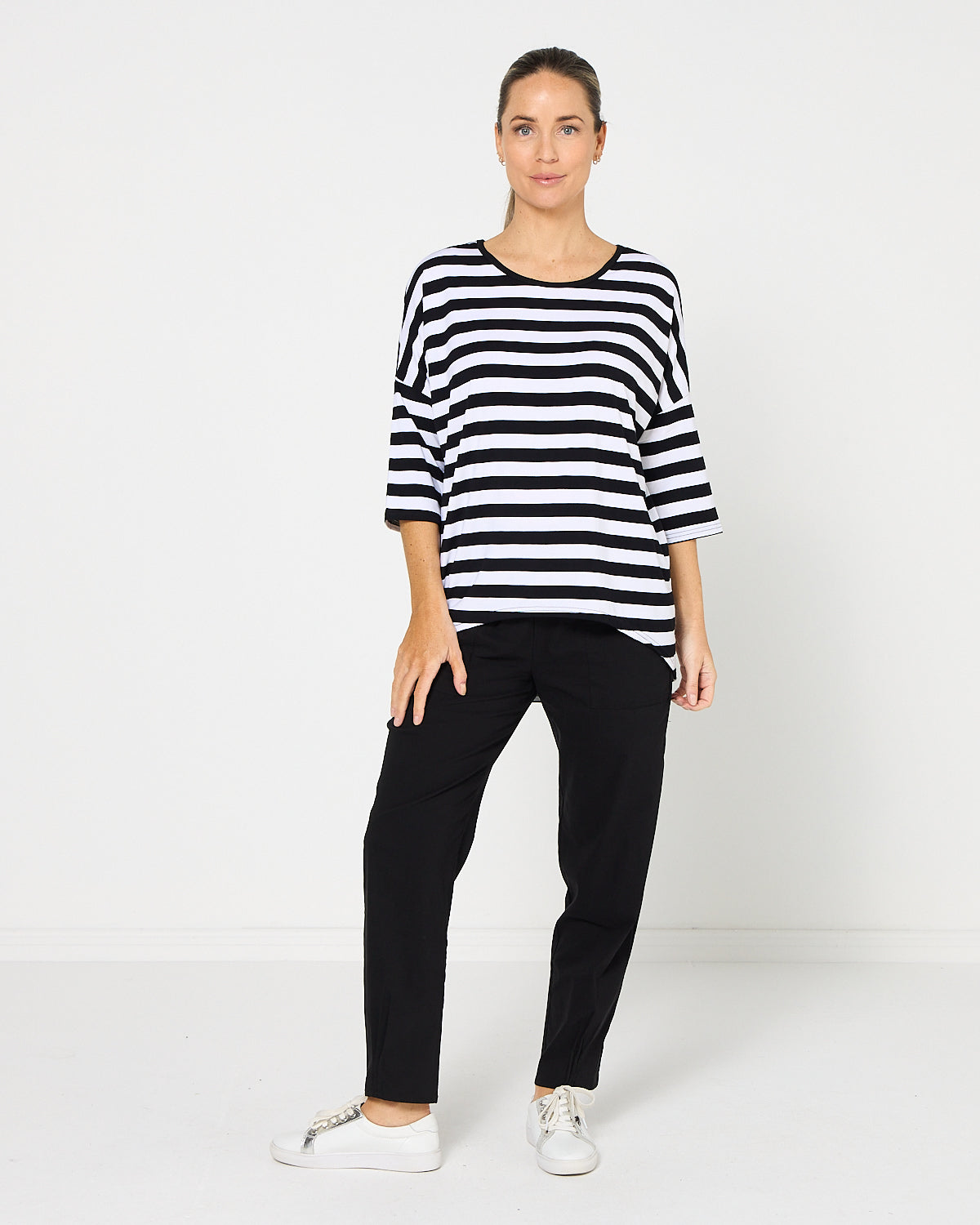 Montmartre Bamboo Top - Black White Wide Stripe