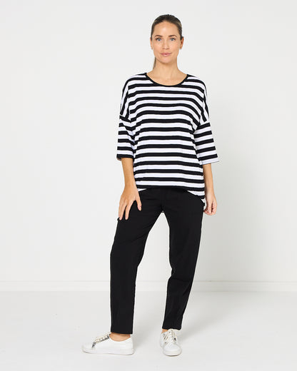 Montmartre Bamboo Top - Black White Wide Stripe