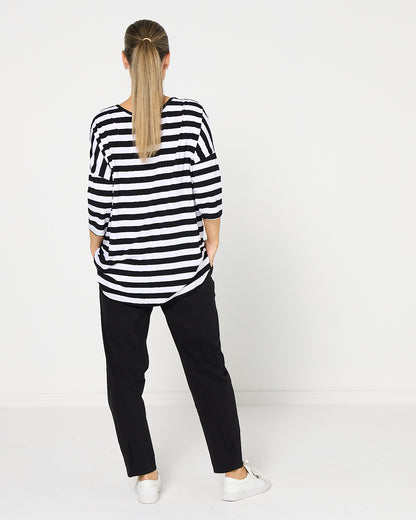 Montmartre Bamboo Top - Black White Wide Stripe