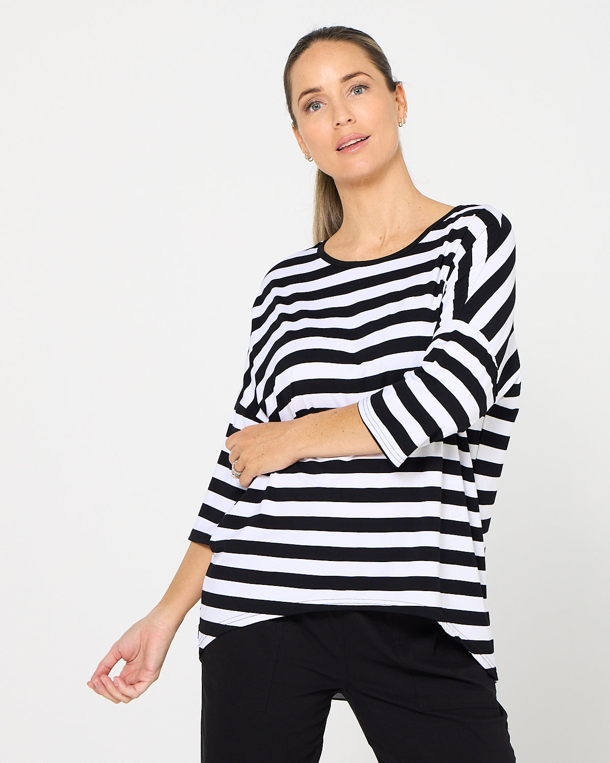 Montmartre Bamboo Top - Black White Wide Stripe