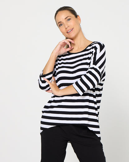 Montmartre Bamboo Top - Black White Wide Stripe