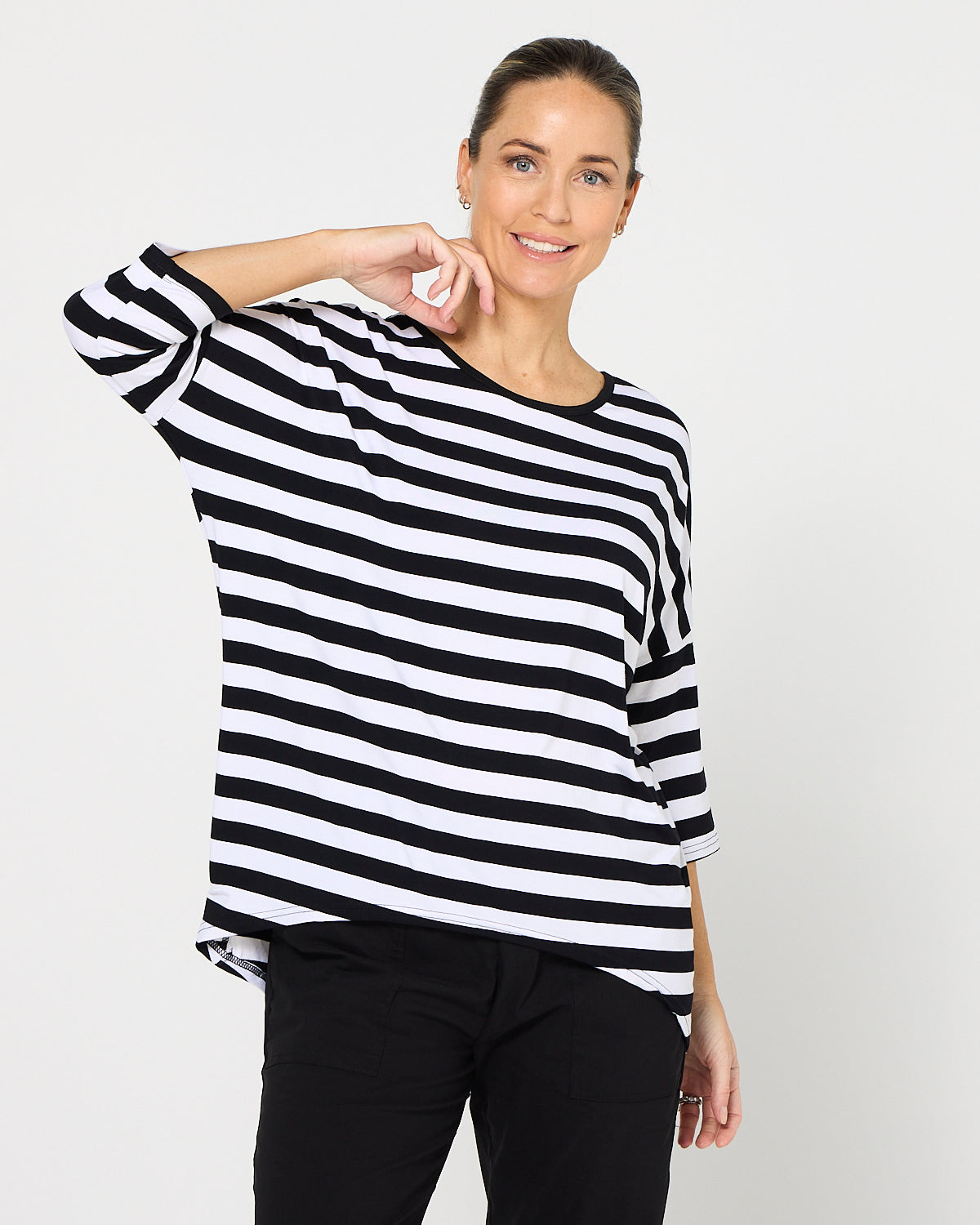 Montmartre Bamboo Top - Black White Wide Stripe