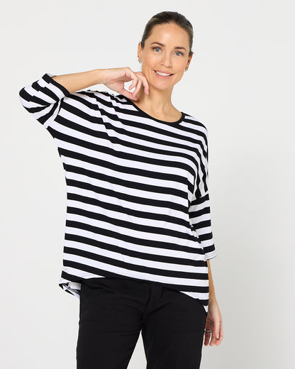 Montmartre Bamboo Top - Black White Wide Stripe
