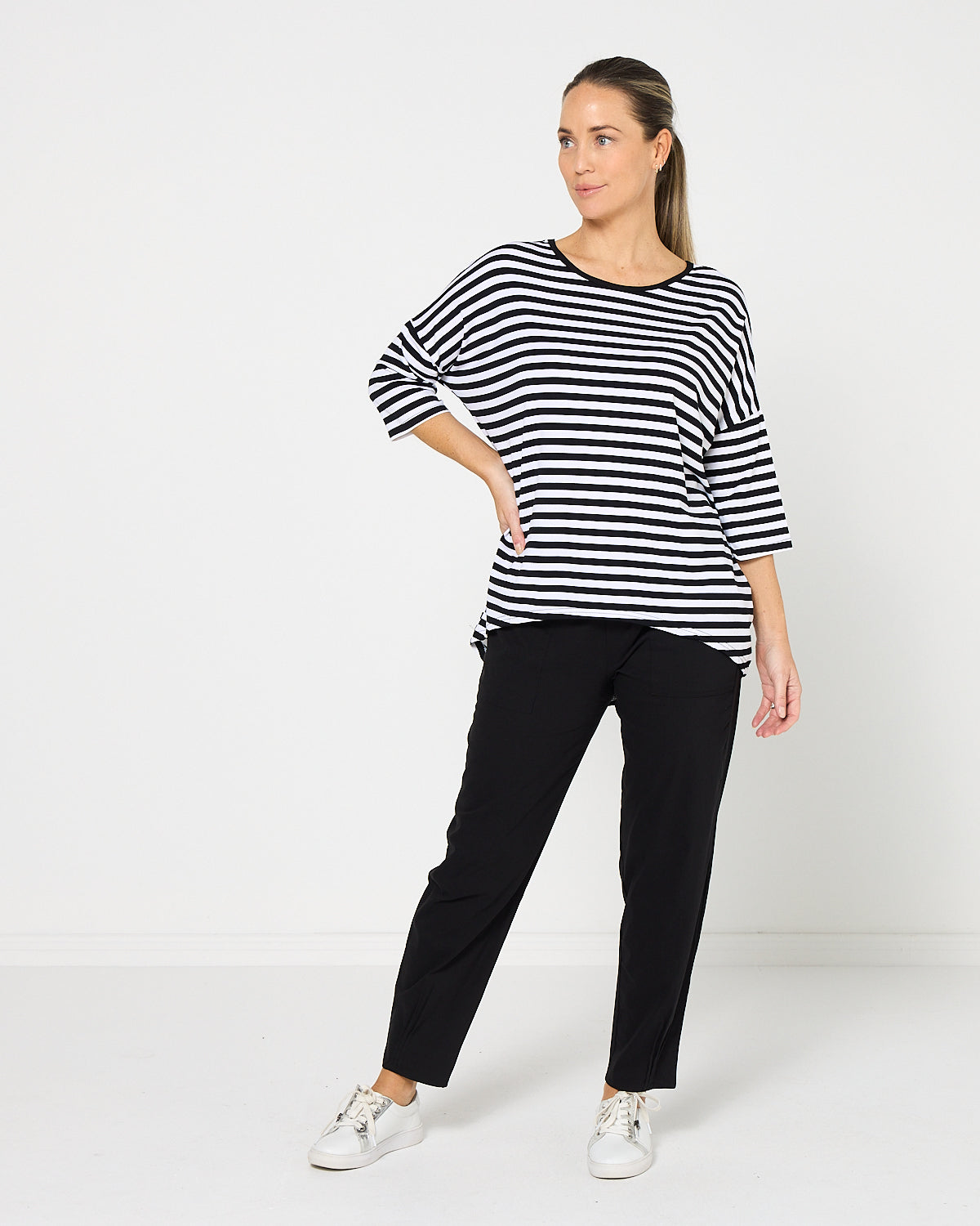 Montmartre Bamboo Top - Black White Stripe