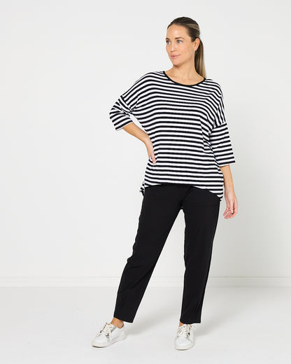 Montmartre Bamboo Top - Black White Stripe