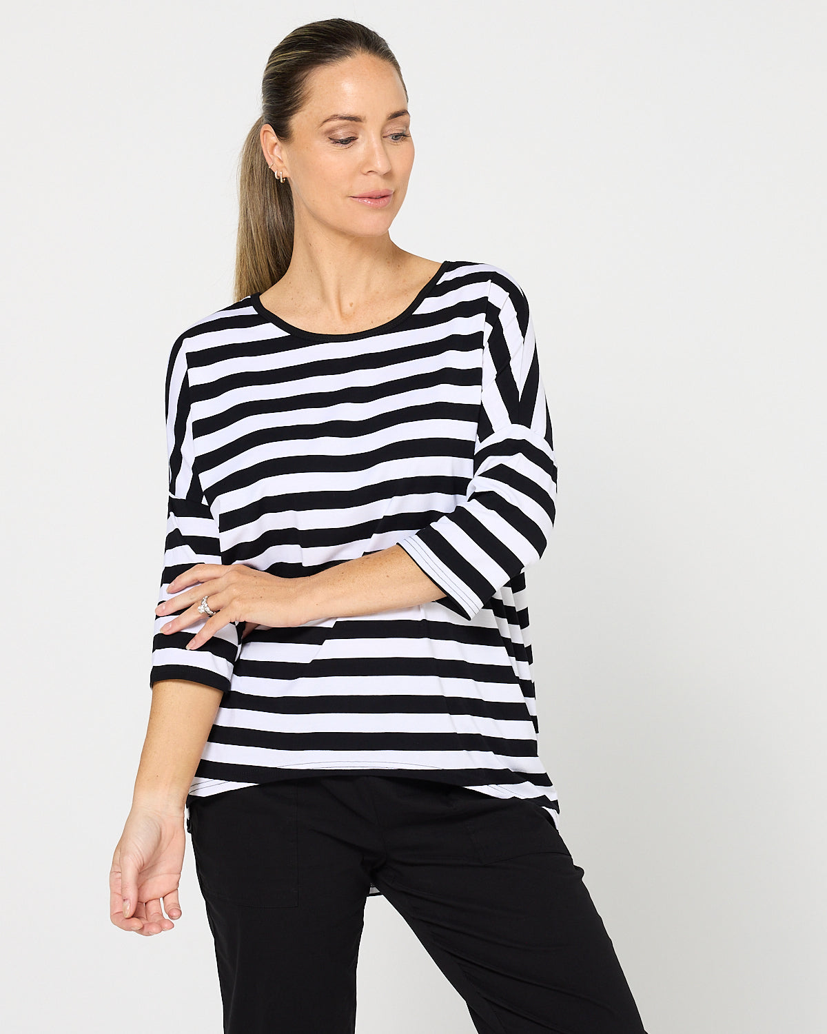Montmartre Bamboo Top - Black White Wide Stripe
