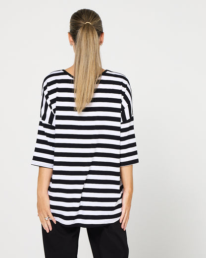 Montmartre Bamboo Top - Black White Wide Stripe