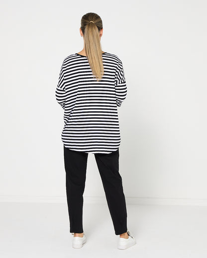 Montmartre Bamboo Top - Black White Stripe