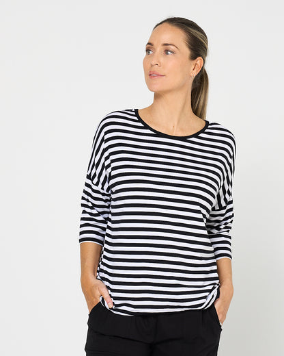 Montmartre Bamboo Top - Black White Stripe