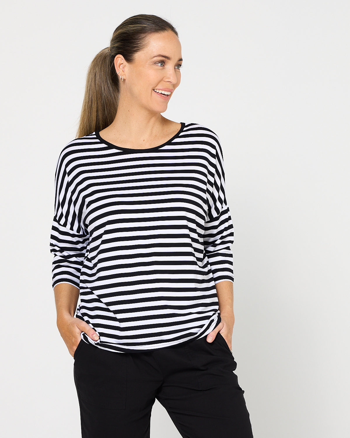 Montmartre Bamboo Top - Black White Stripe