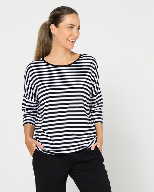 Montmartre Bamboo Top - Black White Stripe