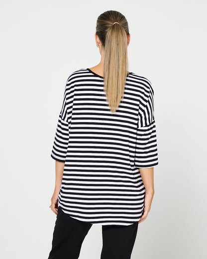Montmartre Bamboo Top - Black White Stripe
