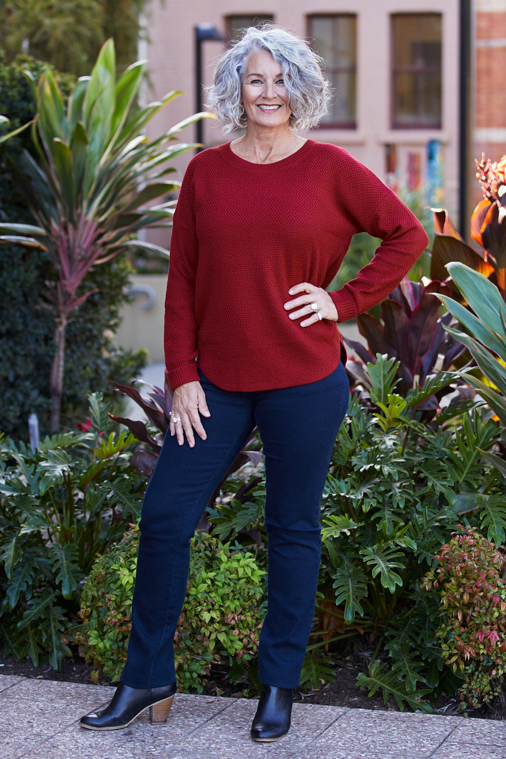 Brenda Waffle Knit - Burgundy