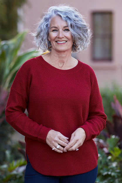 Brenda Waffle Knit - Burgundy