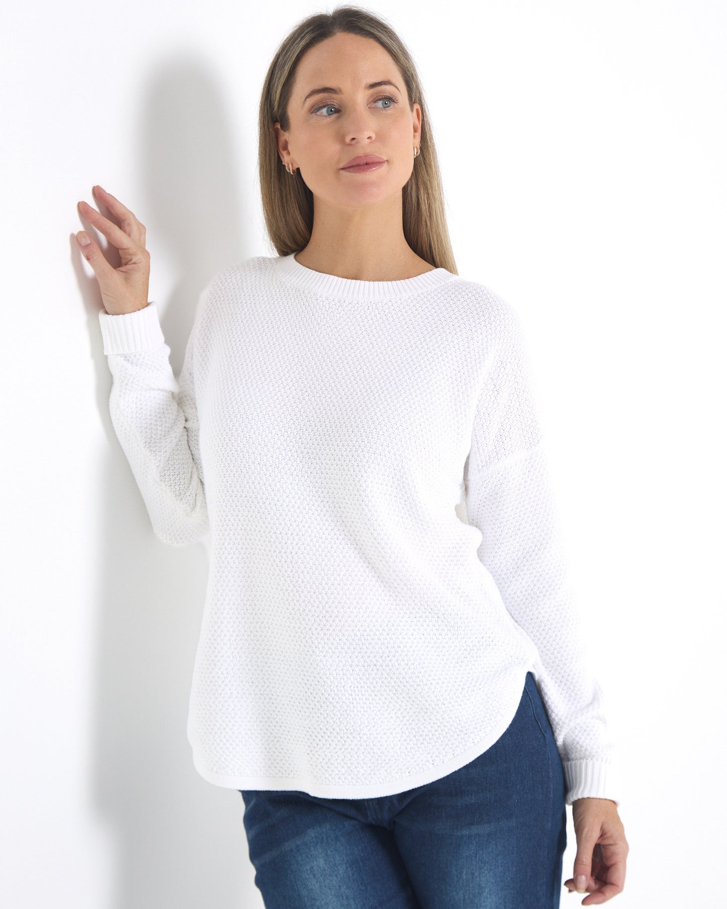 Brenda Waffle Knit - White