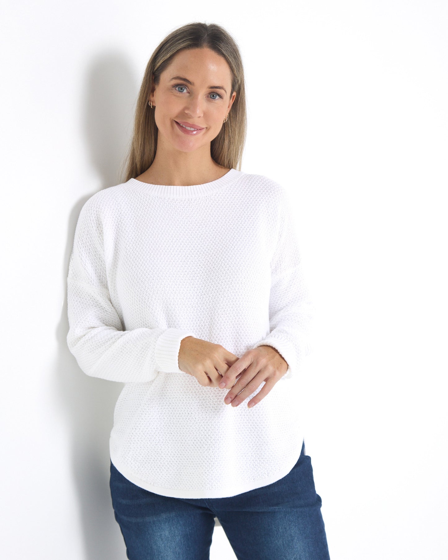 Brenda Waffle Knit - White