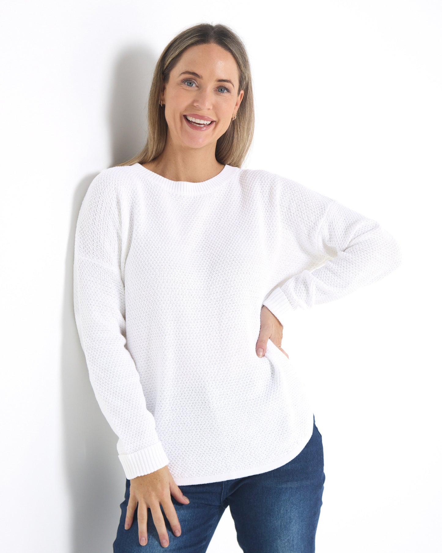 Brenda Waffle Knit - White