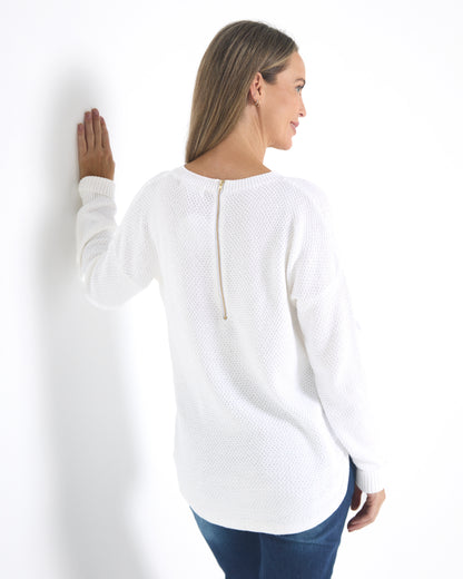 Brenda Waffle Knit - White