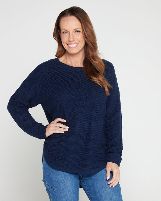 Brenda Waffle Knit - Navy