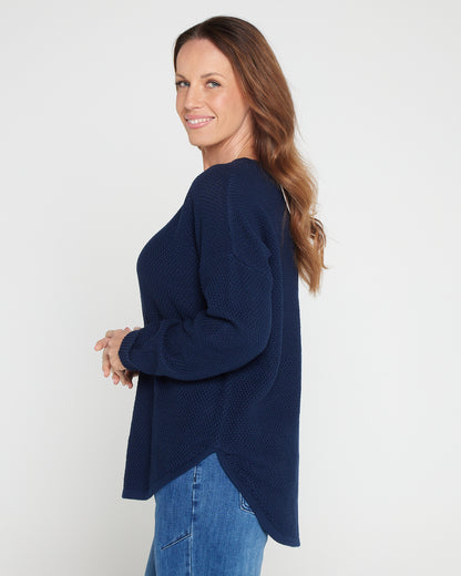 Brenda Waffle Knit - Navy
