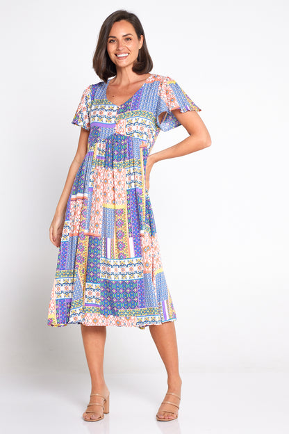 Brighton Dress - Cobalt/Citrus Ceramic