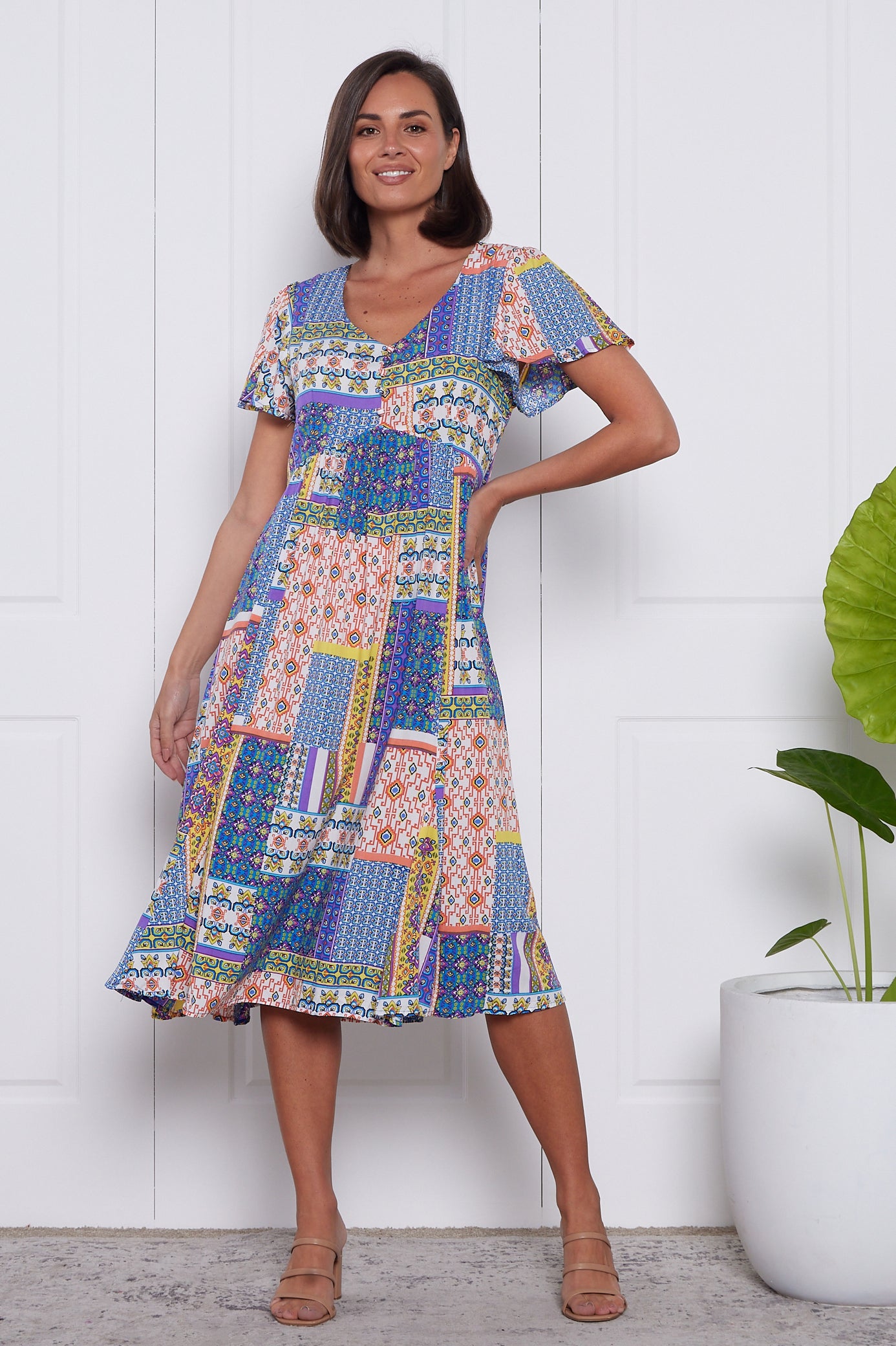 Brighton Dress - Cobalt/Citrus Ceramic