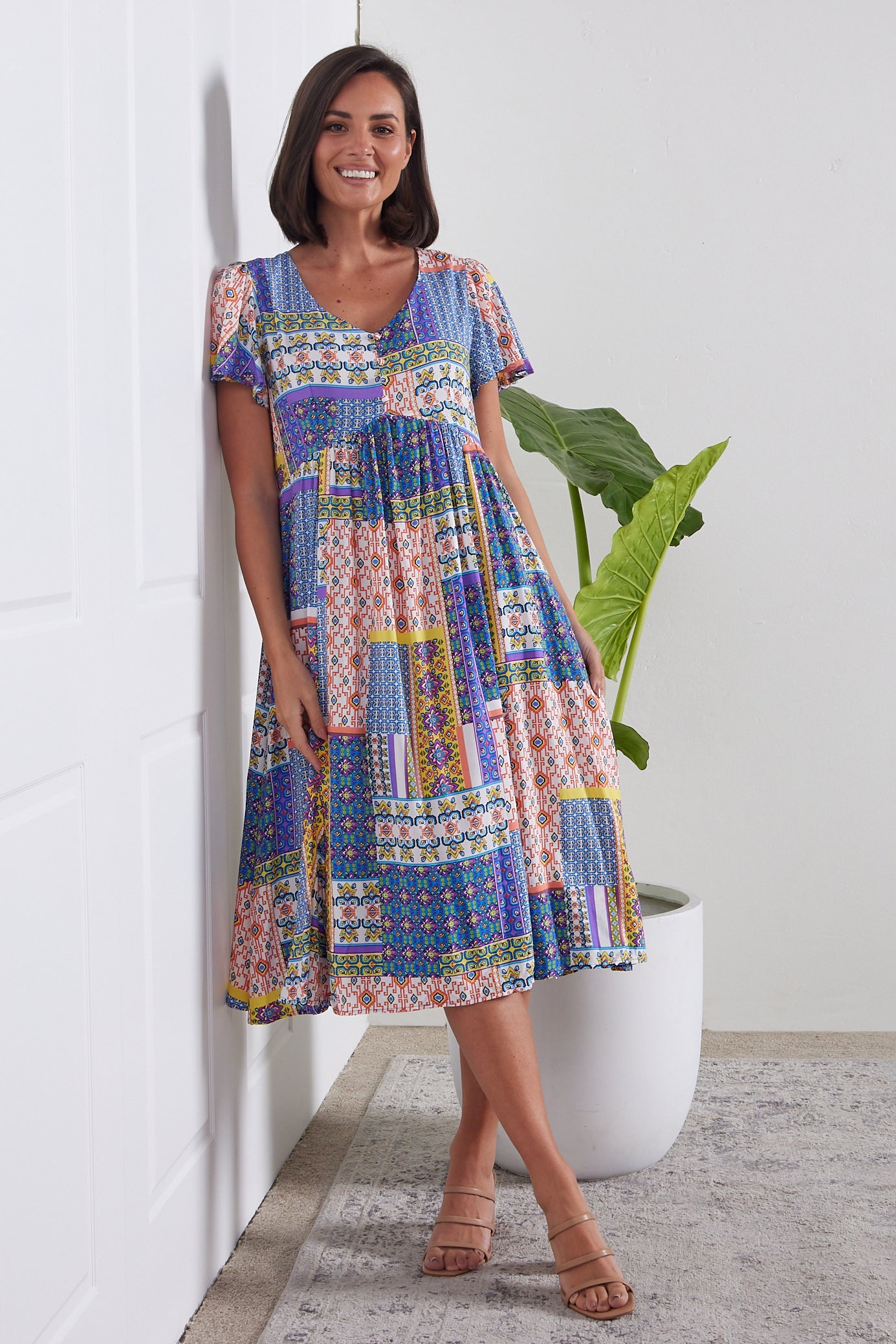 Brighton Dress - Cobalt/Citrus Ceramic