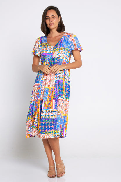 Brighton Dress - Cobalt/Citrus Ceramic